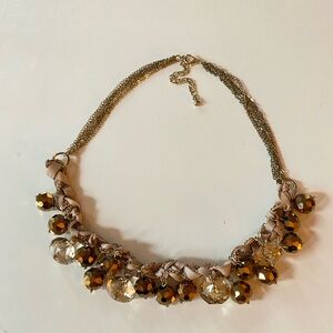 Elegant Gold and Brown Beaded Necklace